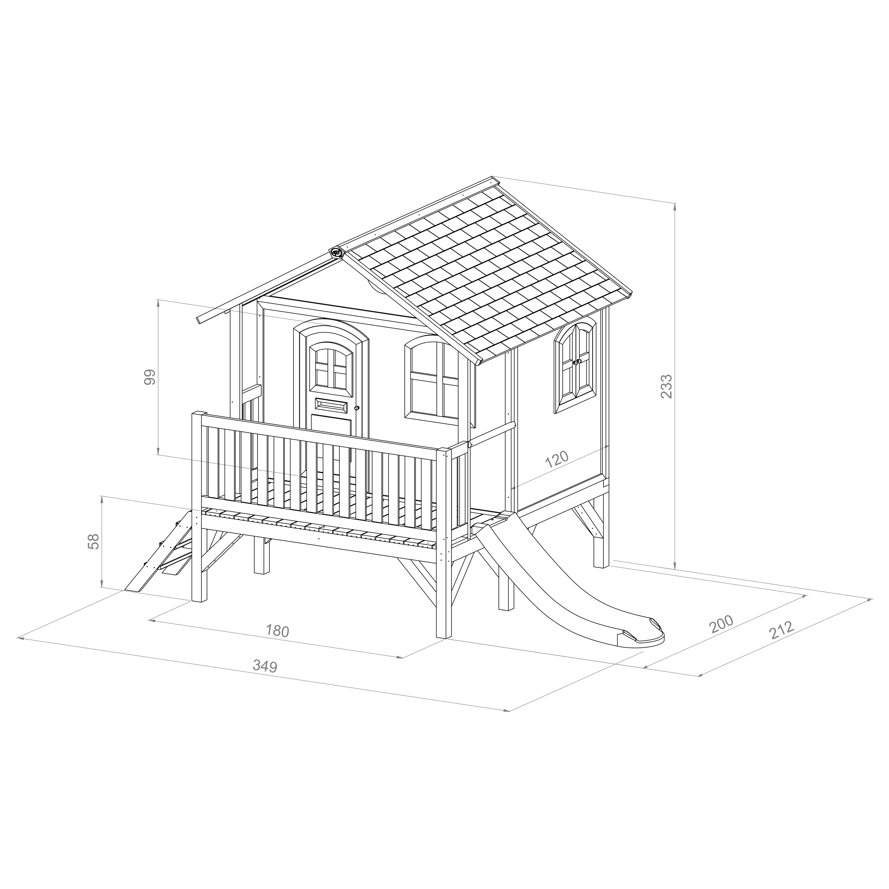 AXI Stef Playhouse Brown/White - Grey Slide