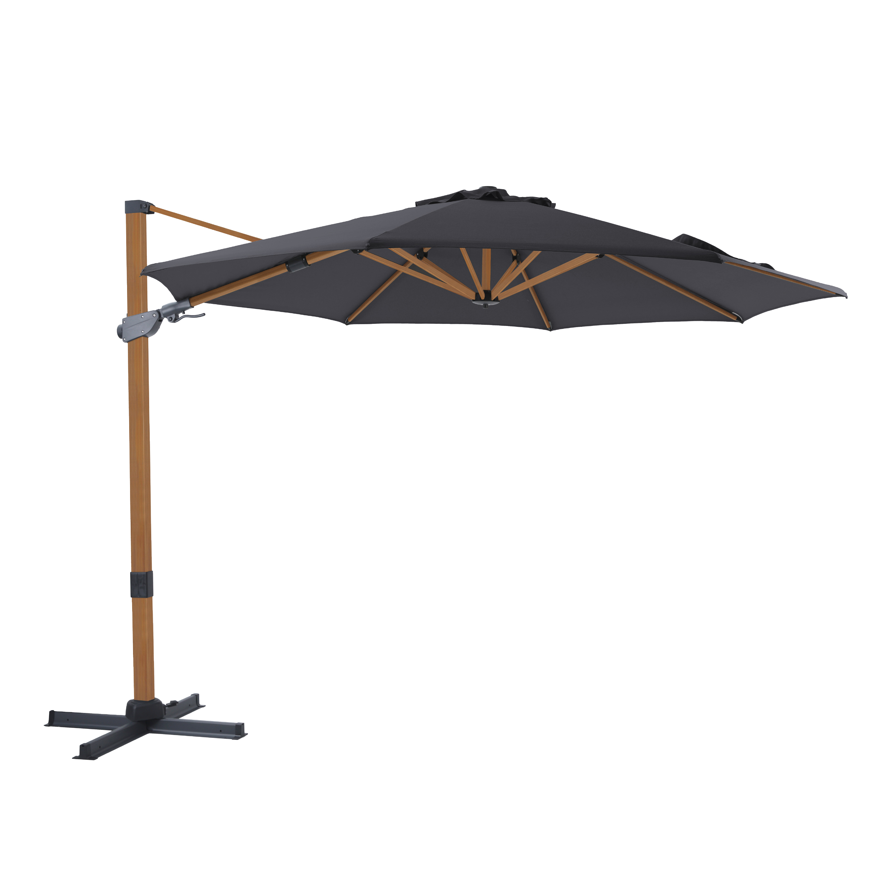 AXI Cyrus Premium Zweefparasol Ã˜ 300cm Houtlook/grijs