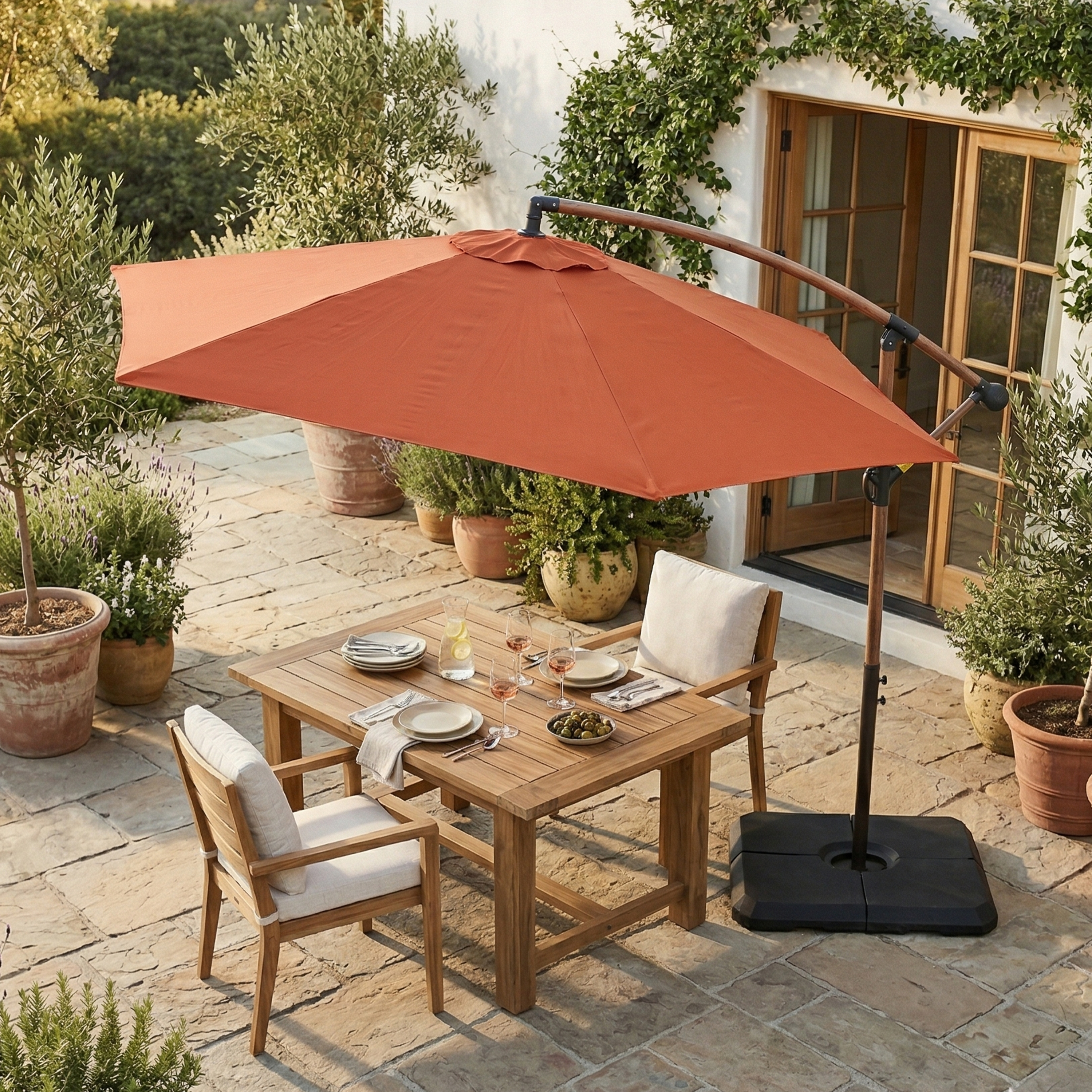 AXI Dion Cantilever Parasol Ø 300cm Oak-look/Terracotta