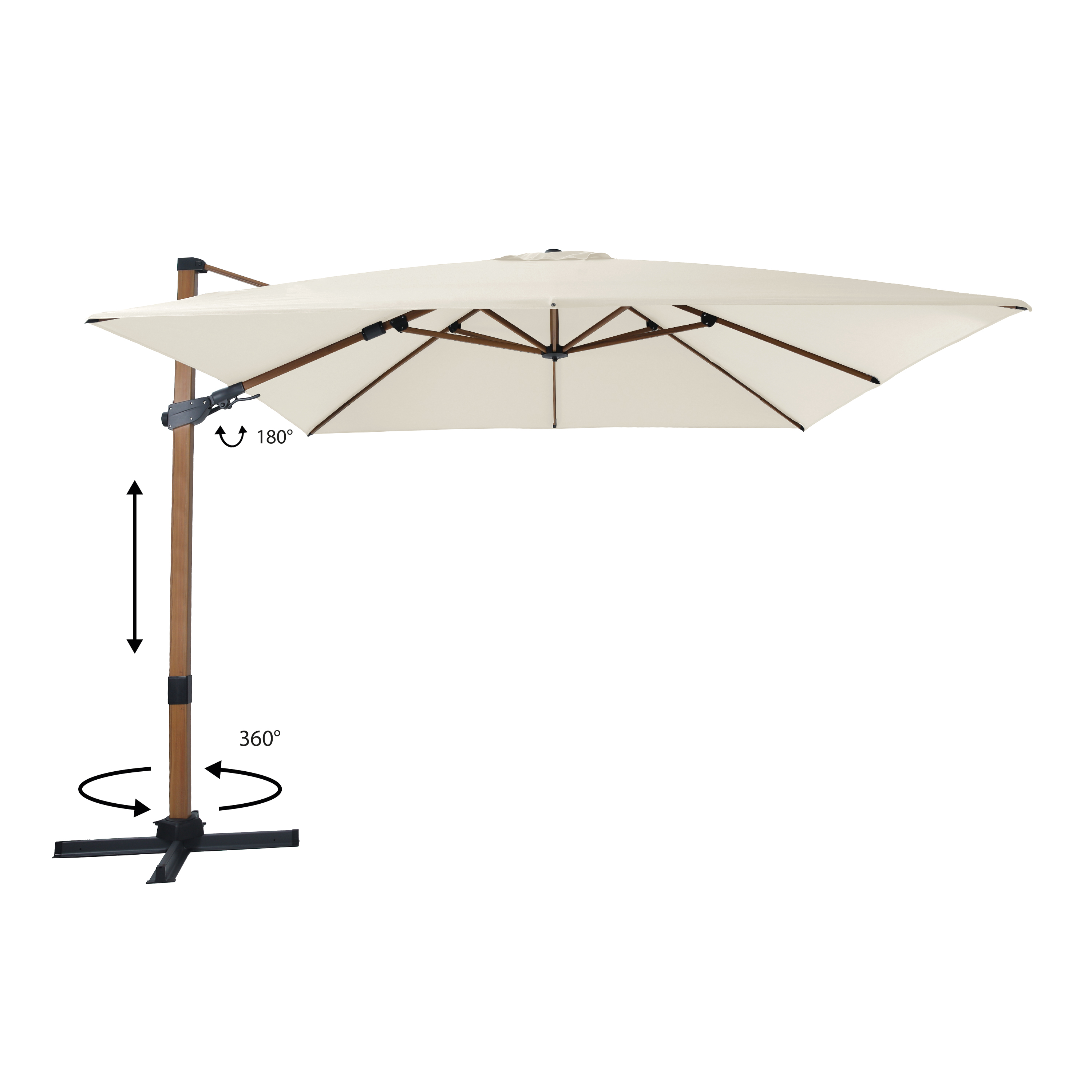 AXI Apollo Premium Cantilever Parasol 300x300cm - Wood-look/Beige-8720365063541 AXI Apollo Premium Cantilever Parasol 300x300cm - Wood-look/Beige
