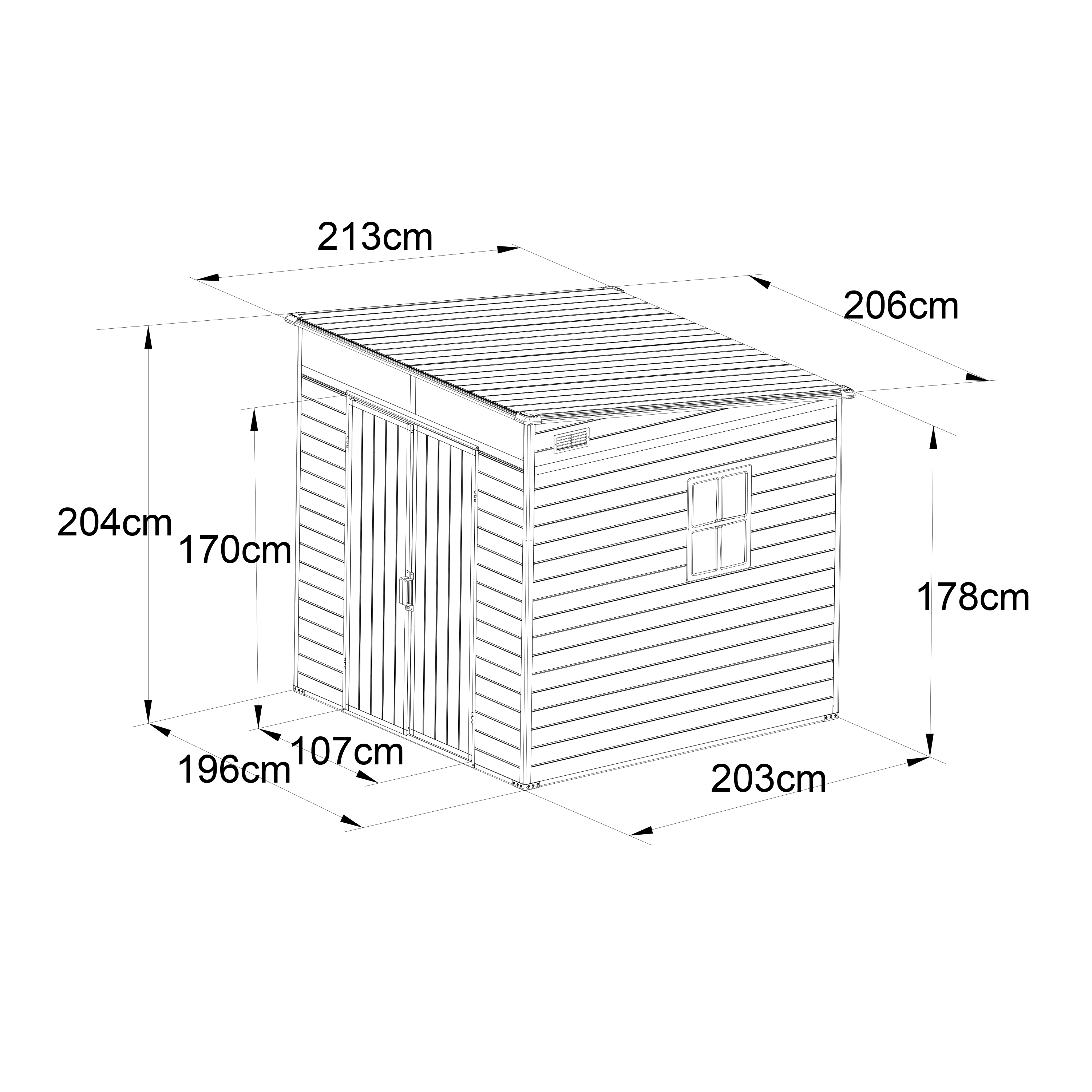 AXI Axel Plastic Garden Storage Shed 215 x 206 x 204 cm - Grey