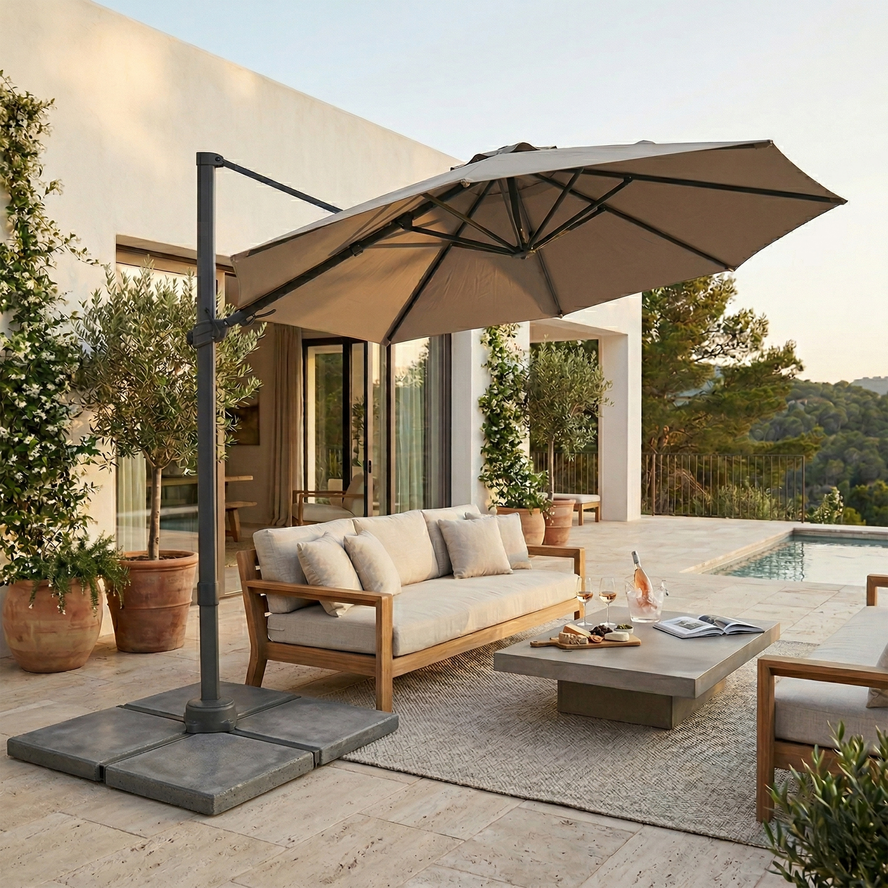 AXI Solis Cantilever Parasol Ø 300cm Anthracite/Taupe