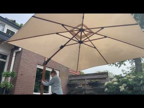 AXI Cyrus Premium Hængeparasol Ø 300cm Rund - Wood-look/Grå