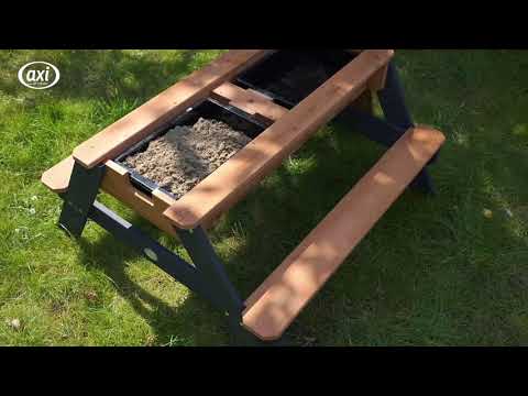 AXI Nick Sand & Vand Picnicbord Antracit/Brun - Parasol Blå/Hvid