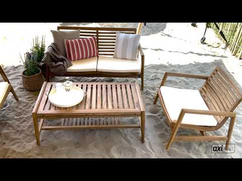 AXI June Loungesæt 4-delt med bænk, bord og 2 stole - Teak/Creme AXI June Loungesæt 4-delt med bænk, bord og 2 stole - Teak/Creme